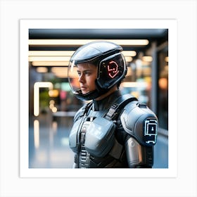 Futuristic Woman In Futuristic Suit 7 Art Print