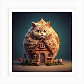 Firefly House, Cat, Shape, Whimsical, Unique, Creative, Feline, Architecture, Playful, Charming, Coz Art Print