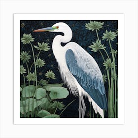 Ohara Koson Inspired Bird Painting Great Blue Heron 4 Square Art Print