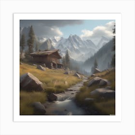 Cabin In The Mountains 9 Art Print