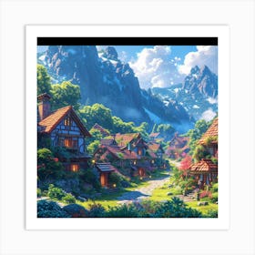 Village In The Mountains 1 Art Print