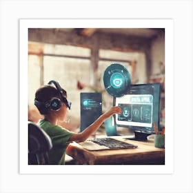 Child Using Computer 1 Art Print