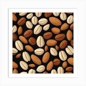 Almonds On Black Background Art Print