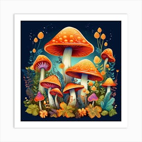 Mushrooms In The Forest 78 Art Print