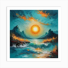 Sunset Over The Ocean Art Print