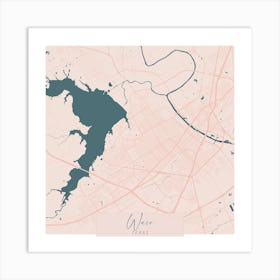 Waco Texas Pink and Blue Cute Script Street Map 1 Art Print