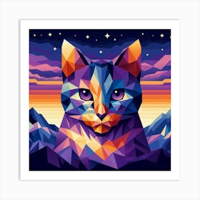 Velvet Low Poly Cat 2 Art Print