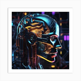 Futuristic Portrait Of A Robot 1 Art Print