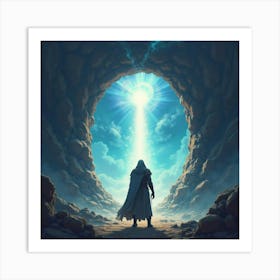 A Warrior Standing Before A Portal To Another Dimension 1 Art Print