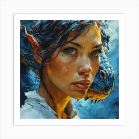 Girl With A Dragon Art Print