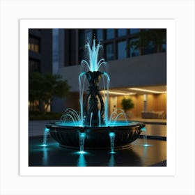 Fountain At Night Art Print