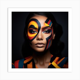 Beautiful Woman With Colorful Makeup 1 Art Print