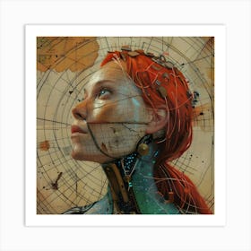 Cyborg Circuits of Sentience: The Awakening Art Print