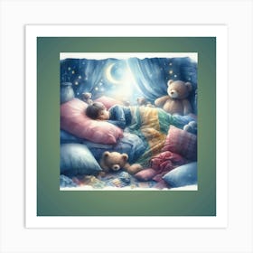 Teddy Bears In Bed Art Print