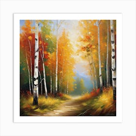 Birch Trees In Autumn 3 Art Print