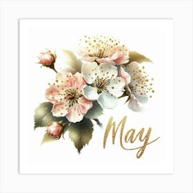 Hawthorn - May Birth Flower Art Print