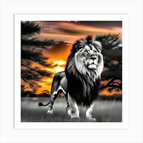 Lion At Sunset 20 Art Print