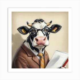 Cow In Business Suit 3 Art Print