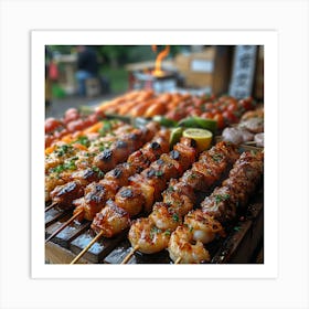 Asian Food On Skewers Art Print