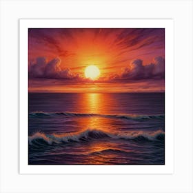 Sunset Over The Ocean 4 Art Print