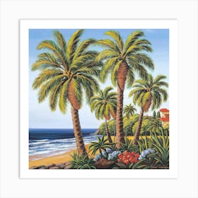 Palm Trees On The Beach 2 Art Print