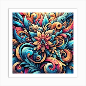 Abstract Floral Pattern 3 Art Print