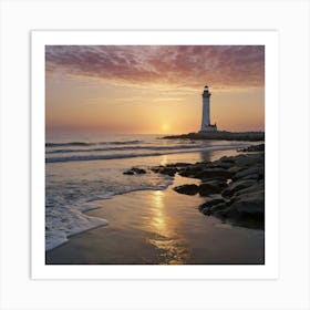 Sunset At The Lighthouse Art Print