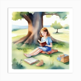 Girl Reading A Book 1 Art Print