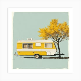 Yellow Trailer Camper Art Print