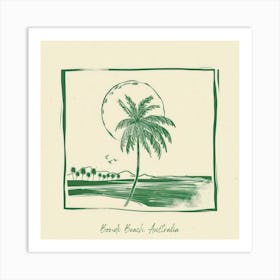 Bondi Beach, Australia Green Line Art Illustration Art Print
