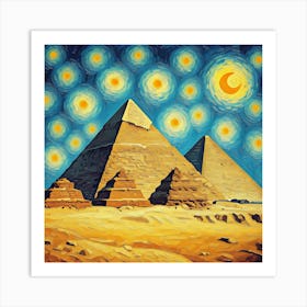 Pyramids At Night Art Print