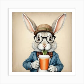 Rabbit In Glasses 3 Art Print