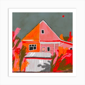 Pink House Square Art Print