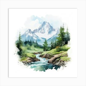 Watercolor Landscape Painting Art Print