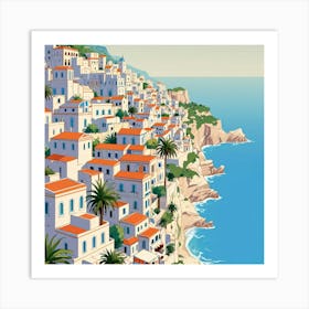 Mediterranean Seaside Town 1 Art Print