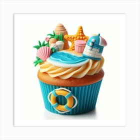 Beach Themed Cupcake 3 Art Print