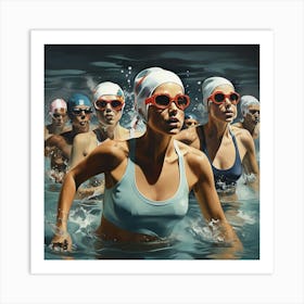 Racing Swimmers Art Print 1 Art Print