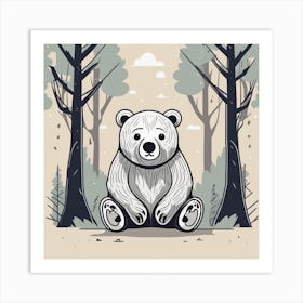 Polar Bear In The Forest Art Print