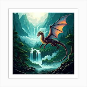 Flying red dragon Art Print