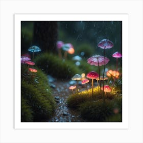 Mushrooms In The Rain Art Print