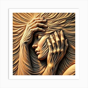 Golden Dreams - Abstract Woman Art Art Print