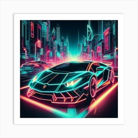 Neon Car 6 Art Print