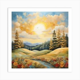 Leonardo Diffusion Xl A Vibrant Daytime Landscape Featuring A 2 (1) Art Print