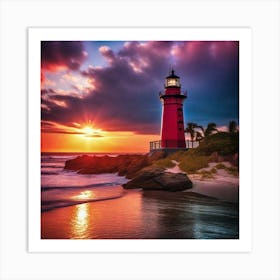 Sunset At The Lighthouse 7 Art Print