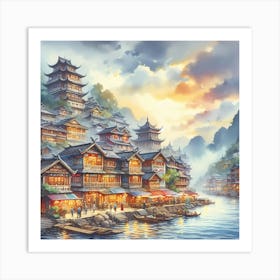 Chinese Village 6 Art Print