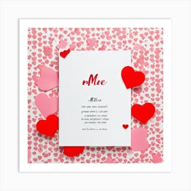 Valentines Day Themed Card Design Featuring Elegant Typography White Labels With Sweet Love Messag (1) Art Print