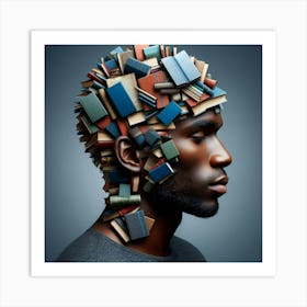 Man With Books On His Head Art Print