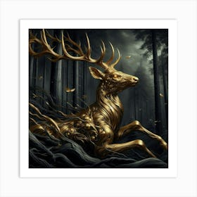 Golden Deer 8 Art Print