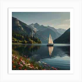 Sailboat On The Lake 1 Art Print