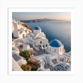 0 Charming Santorini Island With Pristine Beaches An Esrgan V1 X2plus Art Print